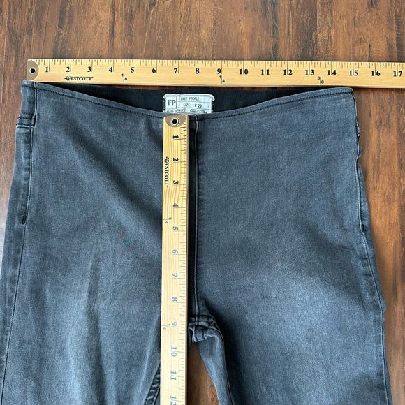 FREE PEOPLE Penny Pull On Flare Jeans in Washed Black - Picture 12 of 13